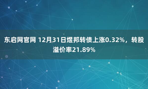 东启网官网 12月31日煜邦转债上涨0.32%，转股溢价率21.89%